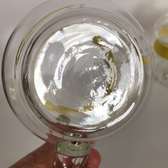 Vintage Rubel Crystal Retro Sugar Creamer Yellow Banding Trim And Wood Beads - Picture 4 of 15